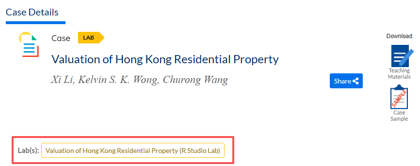shortcut to the lab page on case page